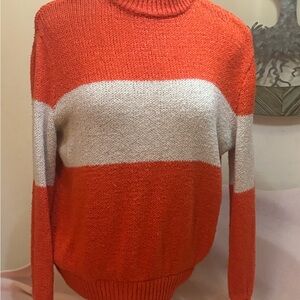 Aerie Bold Orange and White Turtleneck Sweater